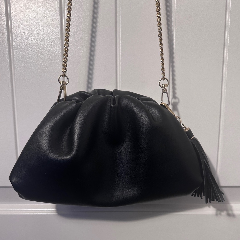 Chic Black Shoulder Bag/Clutch with Chain Strap